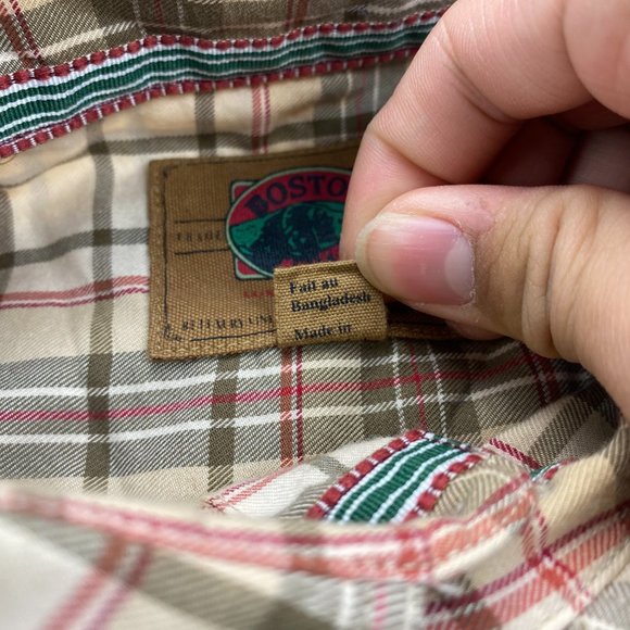 Boston Traders Shirt Men Extra Large XL Brown Red Plaid Button Up Casual Flannel - Picture 6 of 10
